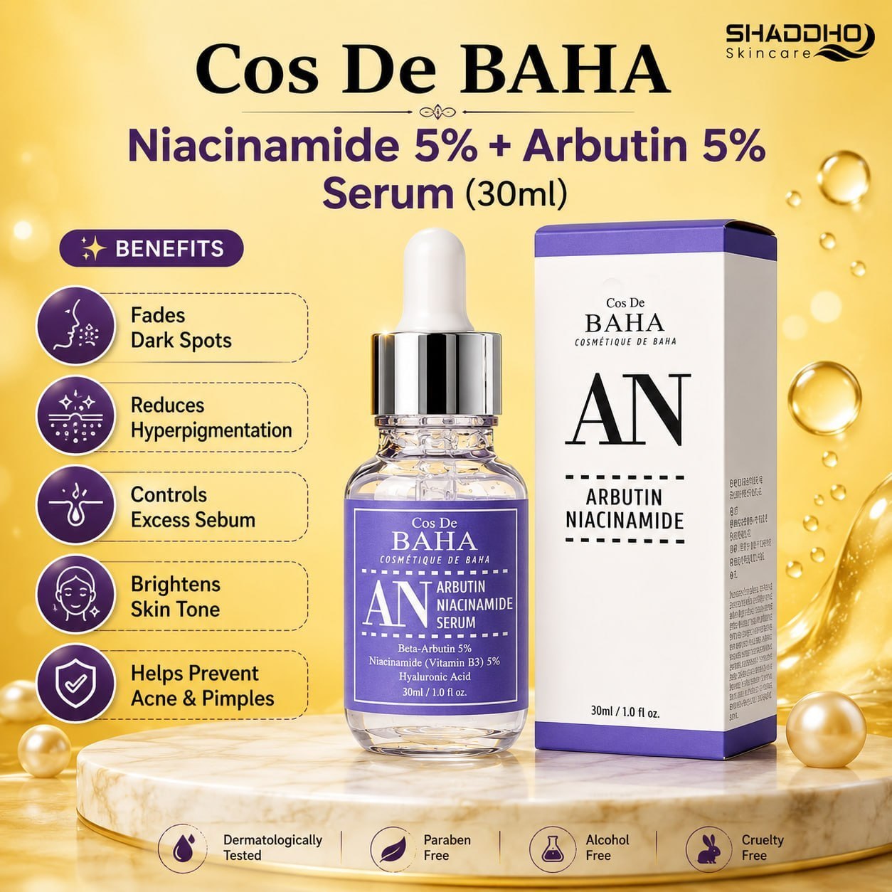 Cos De BAHA Niacinamide 5% + Arbutin 5% Serum (AN)- 30ml