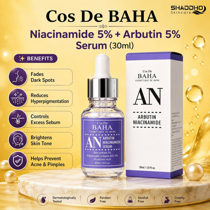 Cos De BAHA Niacinamide 5% + Arbutin 5% Serum (AN)- 30ml