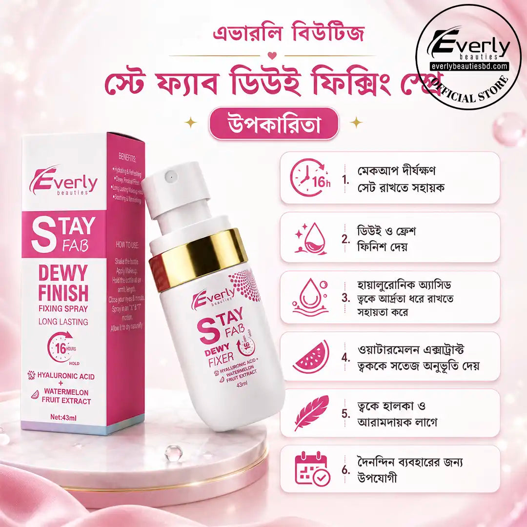 Everly Beauties Stay Fab Dewy Fixing Spray – Dewy Glow Makeup Setting Spray