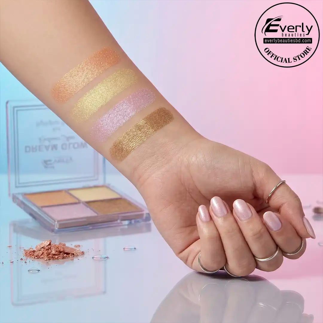 Everly Beauties 4in1 Highlighter Palette – Radiant Glow Face & Body Highlighter