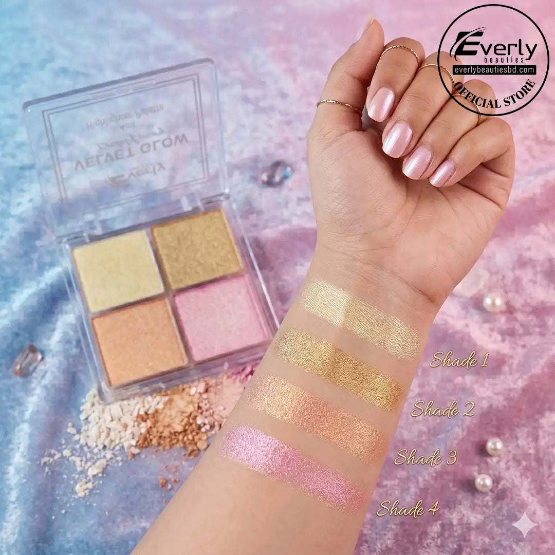 Everly Beauties 4in1 Highlighter Palette – Radiant Glow Face & Body Highlighter